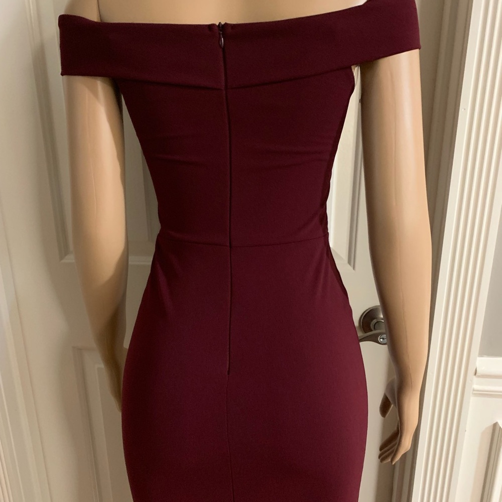 Women’s junior burgundy off- shoulder maxi dress - Picture 12 of 12